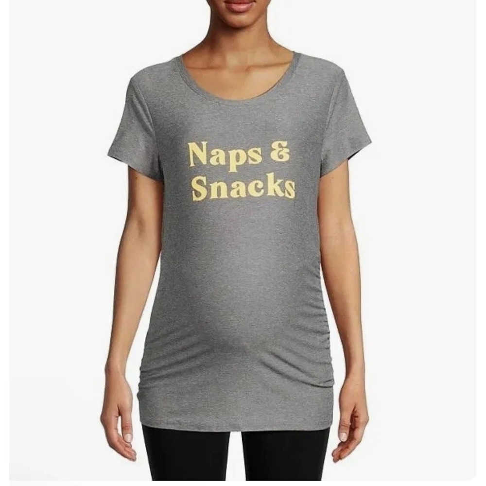 Time And Tru Womens Maternity Graphic Tee XXL (20) New with Tags Gray Yellow